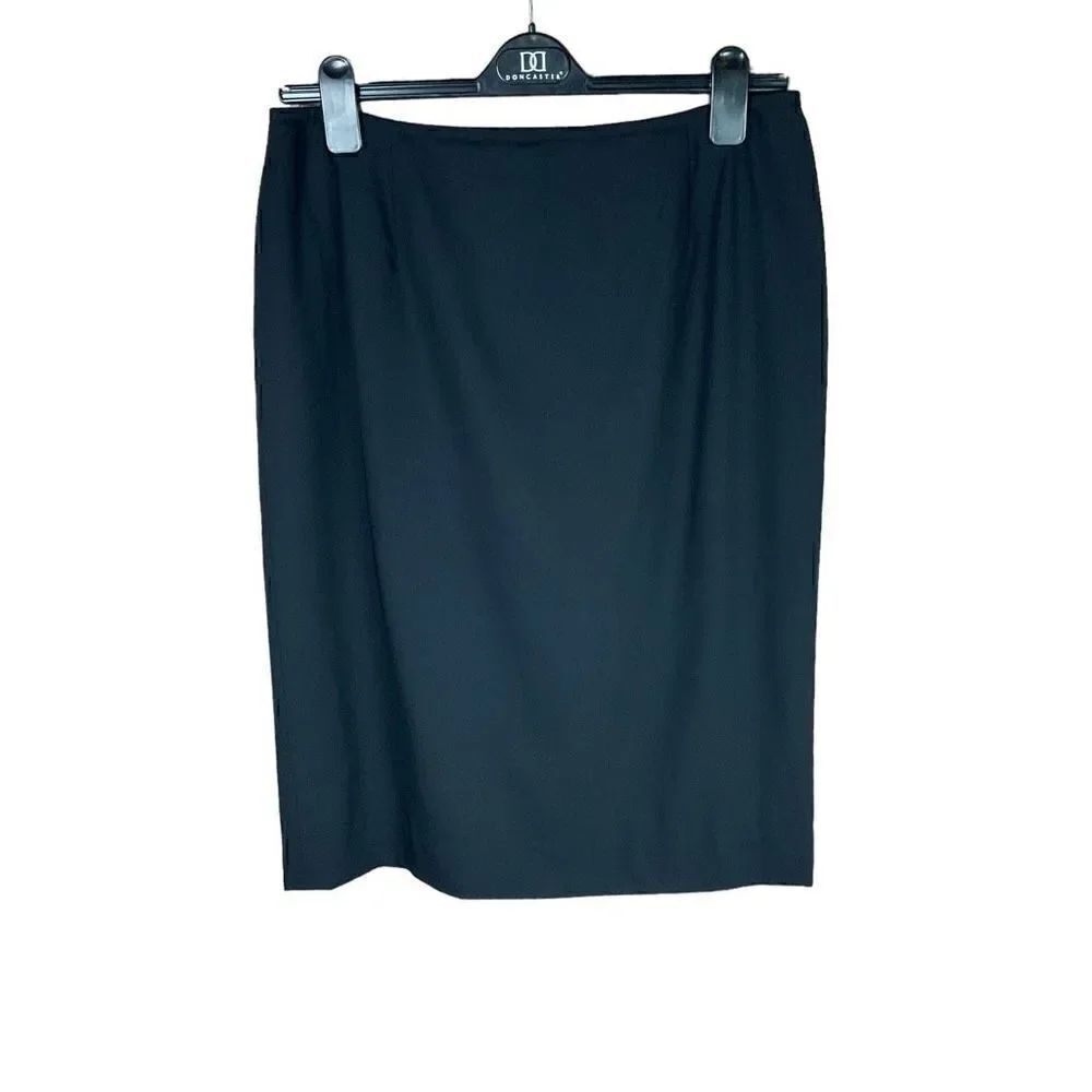 Carlisle Skirt Midi Wool Black Lined Back Zipper Closure Back Slit Women Size 14